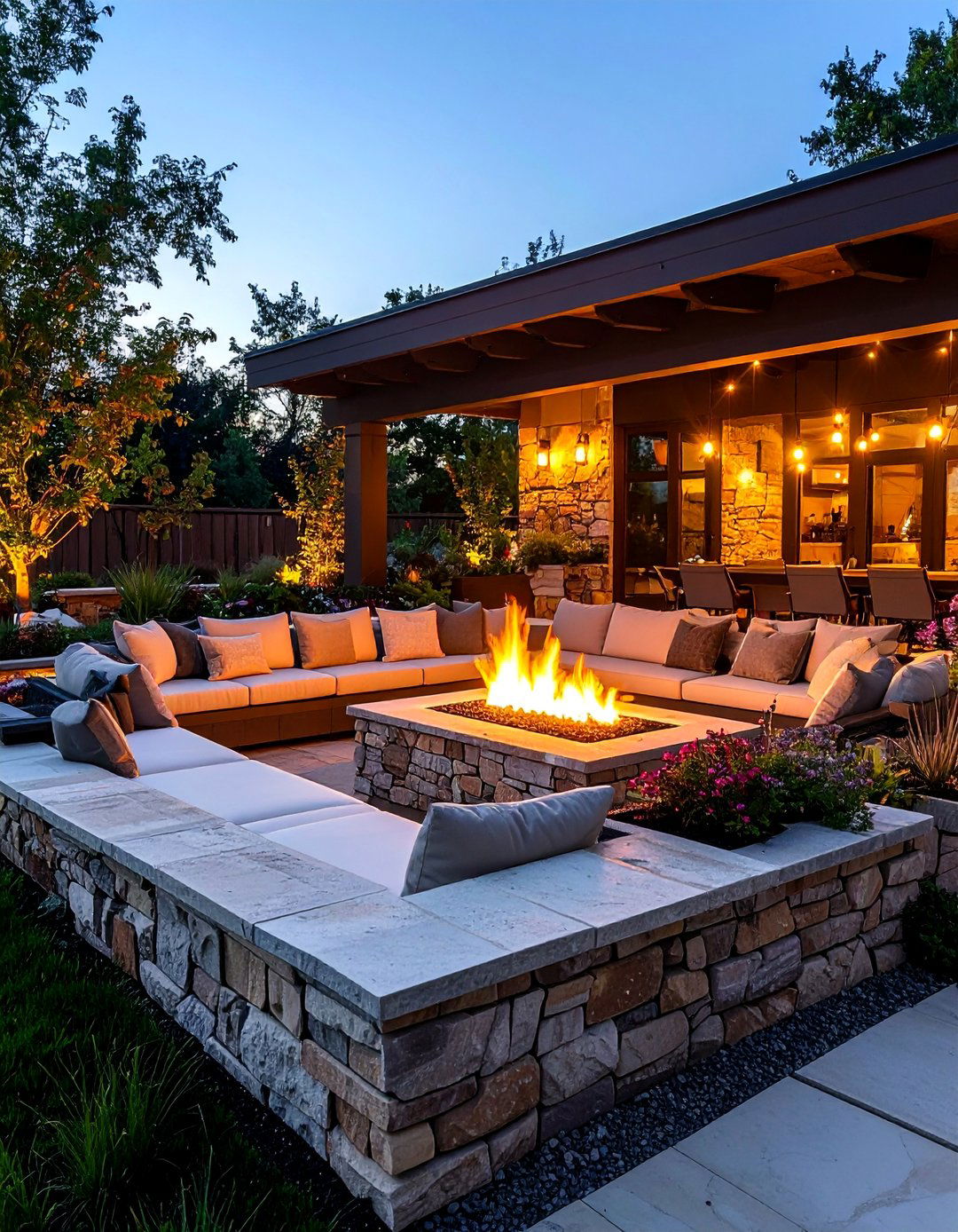 Sunken Lounge with Natural Materials - 25 Modern Backyard Ideas