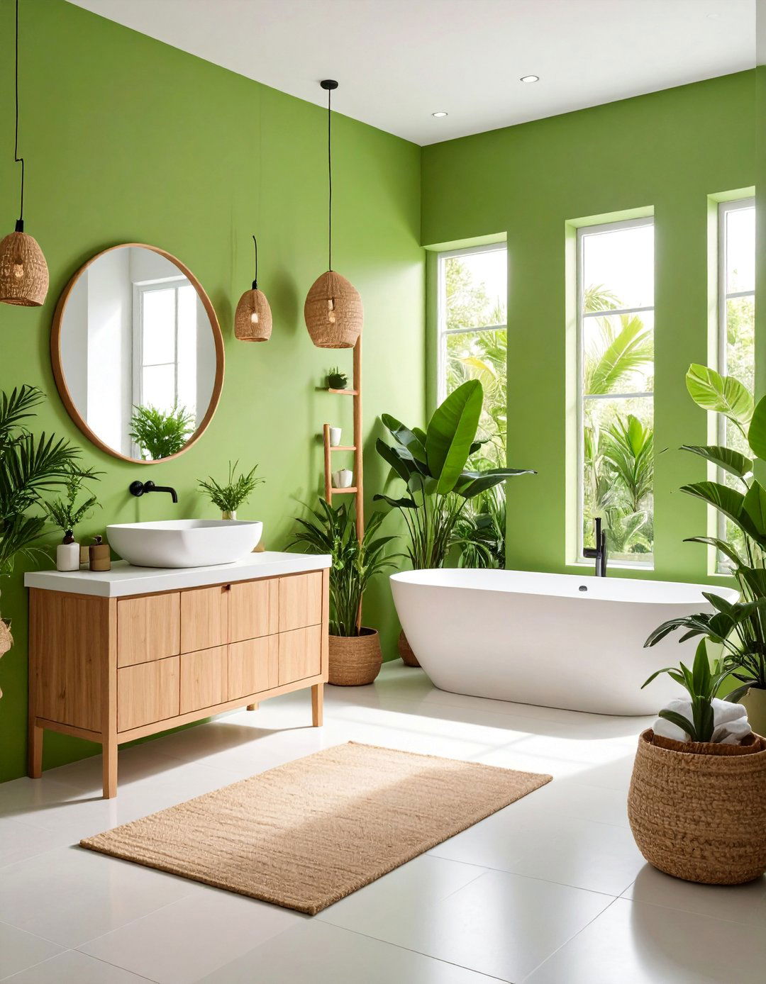 Sunny Lime Green Tropical Bathroom Theme - 25 Colorful Bathroom Ideas
