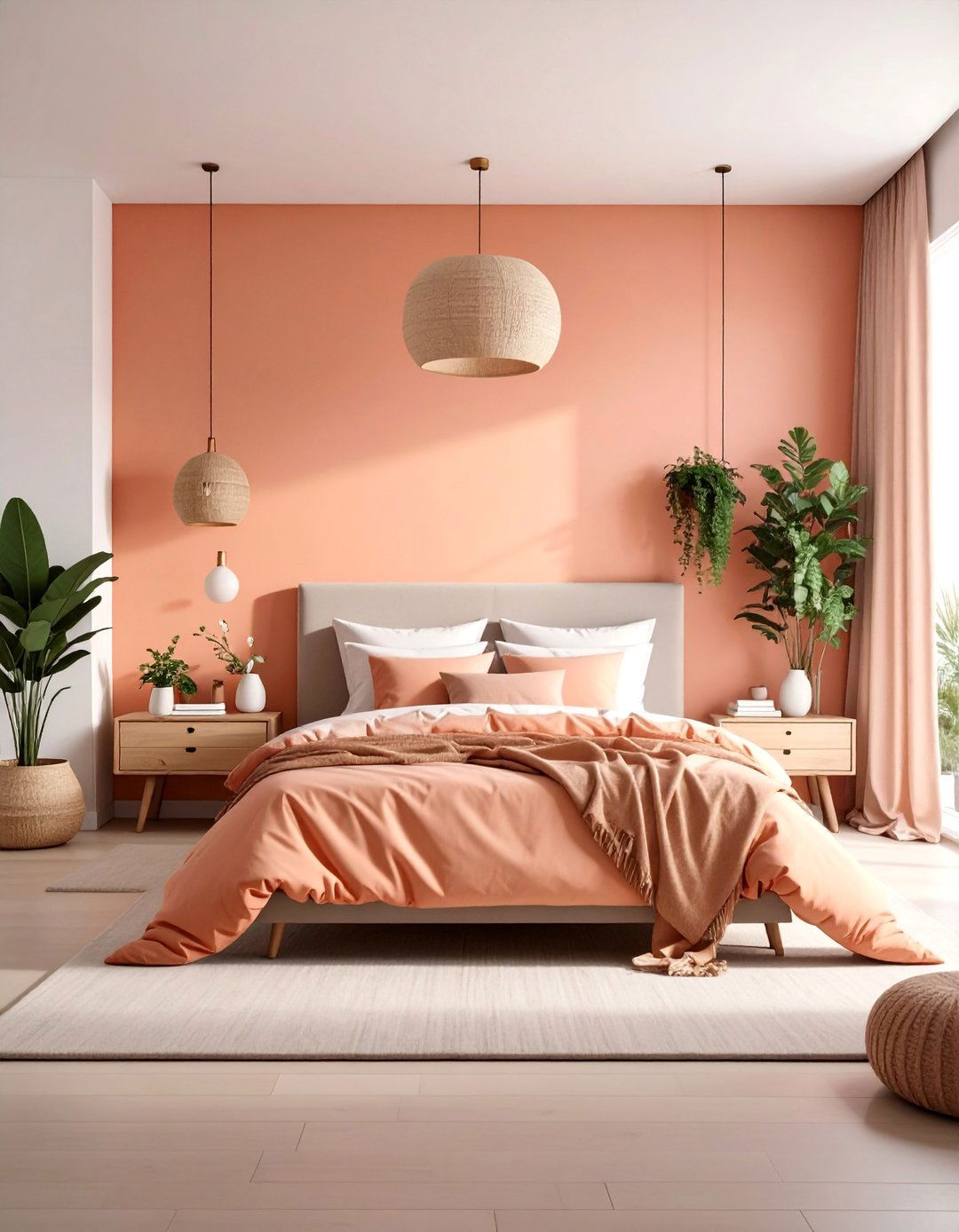 Sunrise Colored Bedroom with Ombre Wall Treatment - 25 Colorful Boho Decor Ideas
