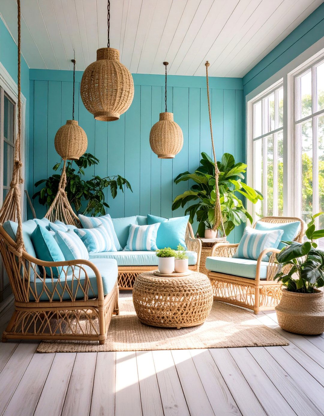 Sunroom Aqua Coastal Breeze - 25 Sunroom Color Ideas