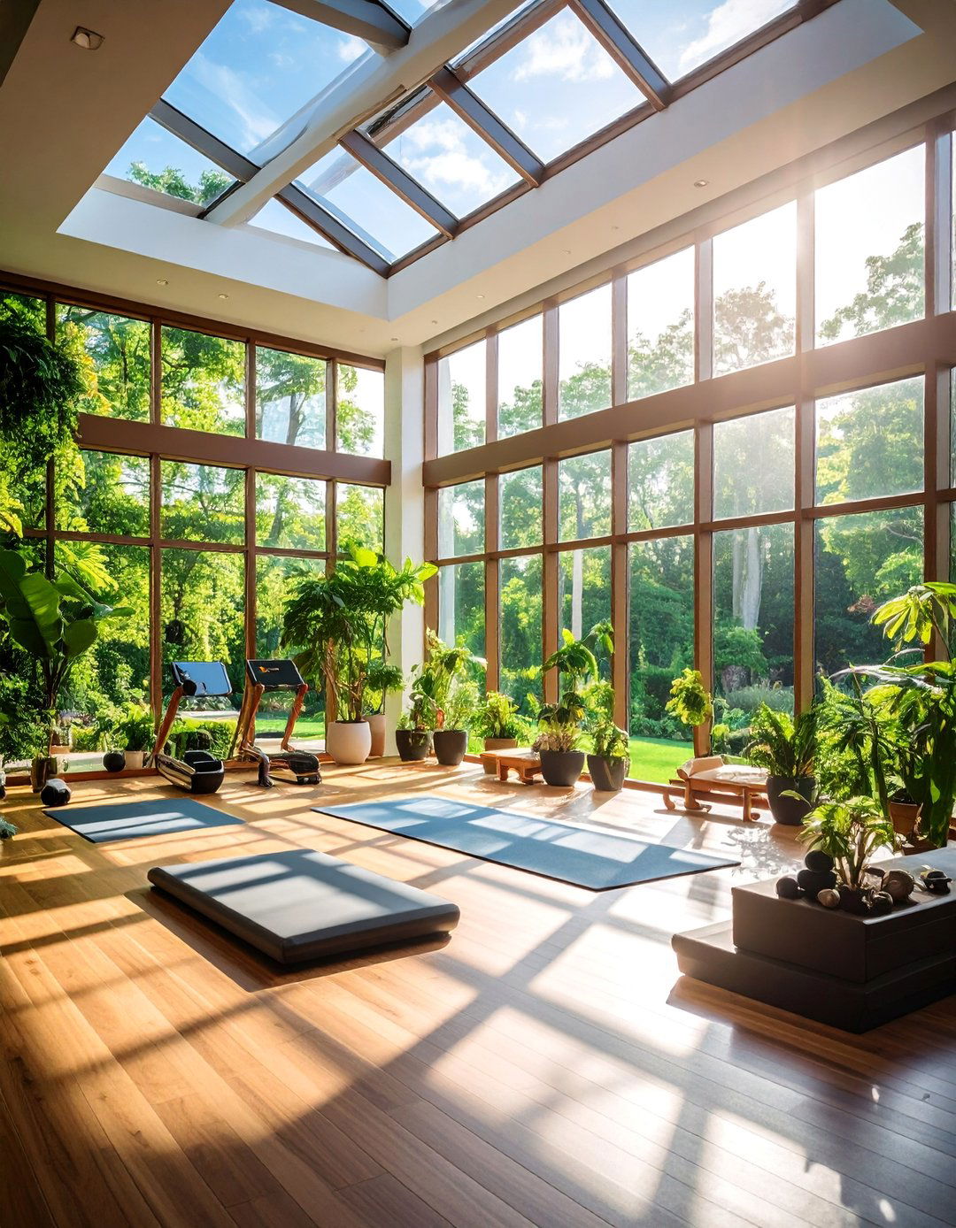 Sunroom Fitness Studio with Garden Views - 25 Small Home Gym Ideas