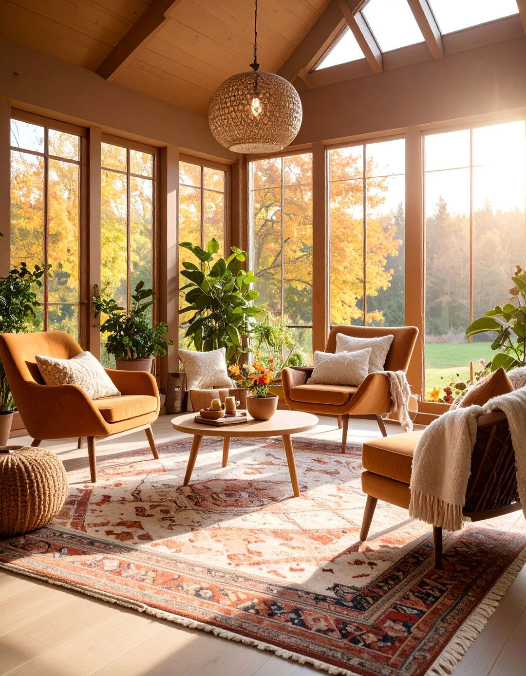 Sunroom Grounded Brown Cocoon - 25 Sunroom Color Ideas