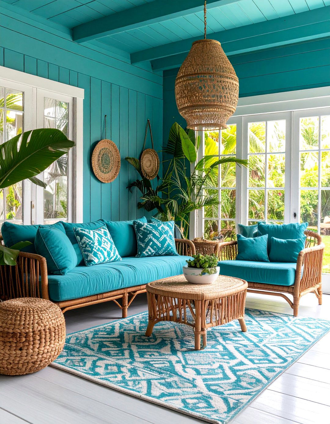 Sunroom Vibrant Turquoise Gateway - 25 Sunroom Color Ideas