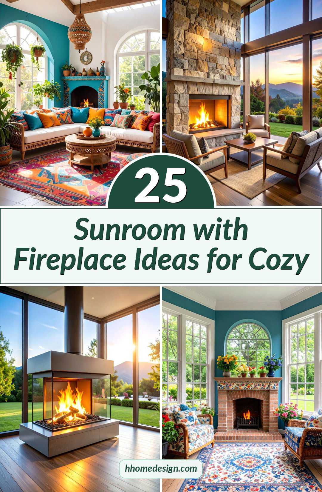 25 Sunroom with Fireplace Ideas for Cozy