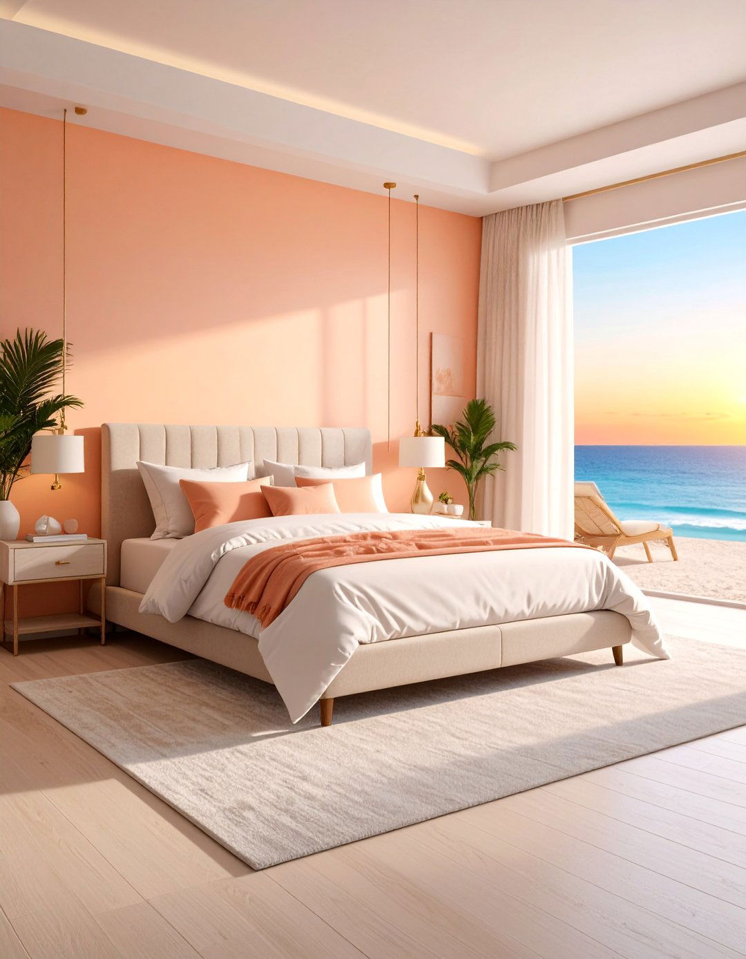 Sunset Beach Bedroom with Warm Evening Colors - 25 Ocean-themed Bedroom Ideas