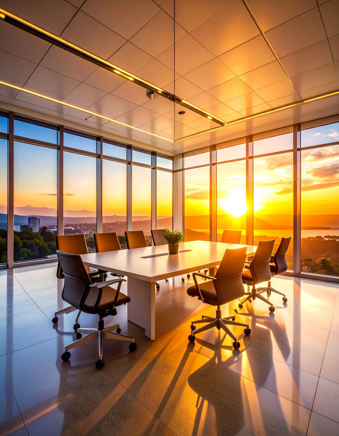 Sunset Horizon Office Mural with Golden Hour Warmth - 25 Office Wall Murals