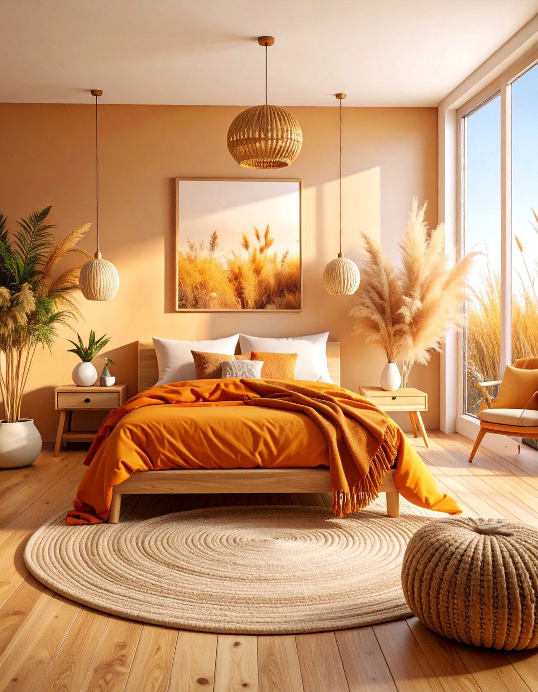 Sunset Inspired Bedroom with Warm Golden Tones - 25 Relaxing Bedroom Ideas