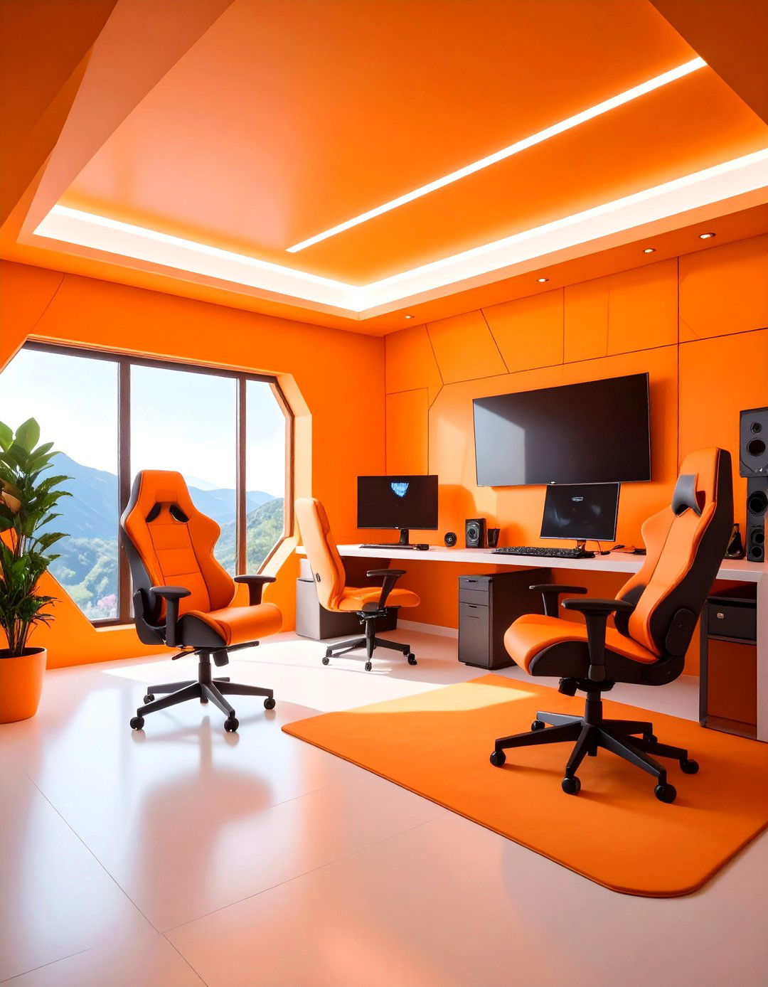 Sunset Orange Energy Gaming Zone - 25 Game Room Paint Ideas