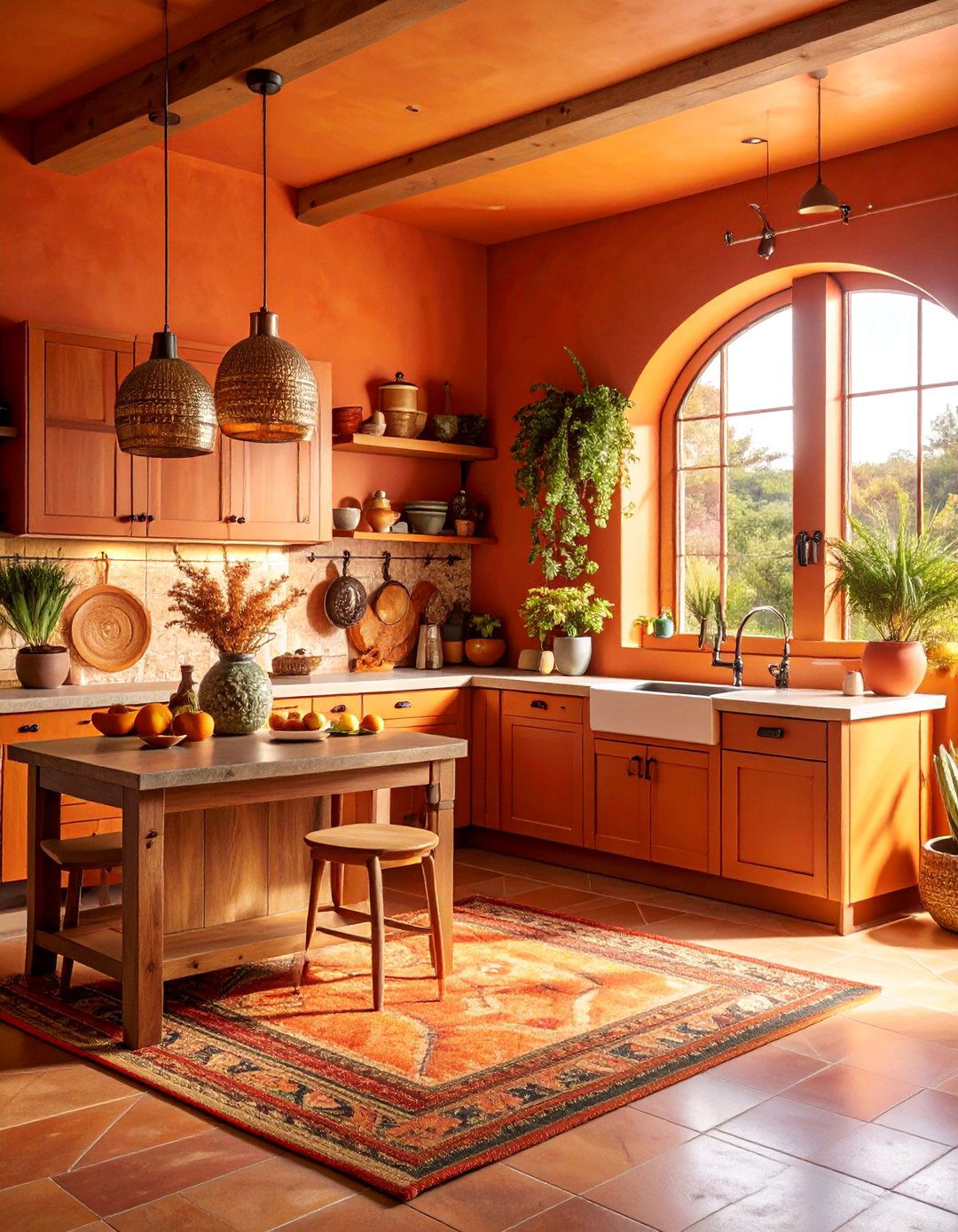 Sunset Orange Kitchen with Desert Glow - 25 Southwestern Kitchen Ideas