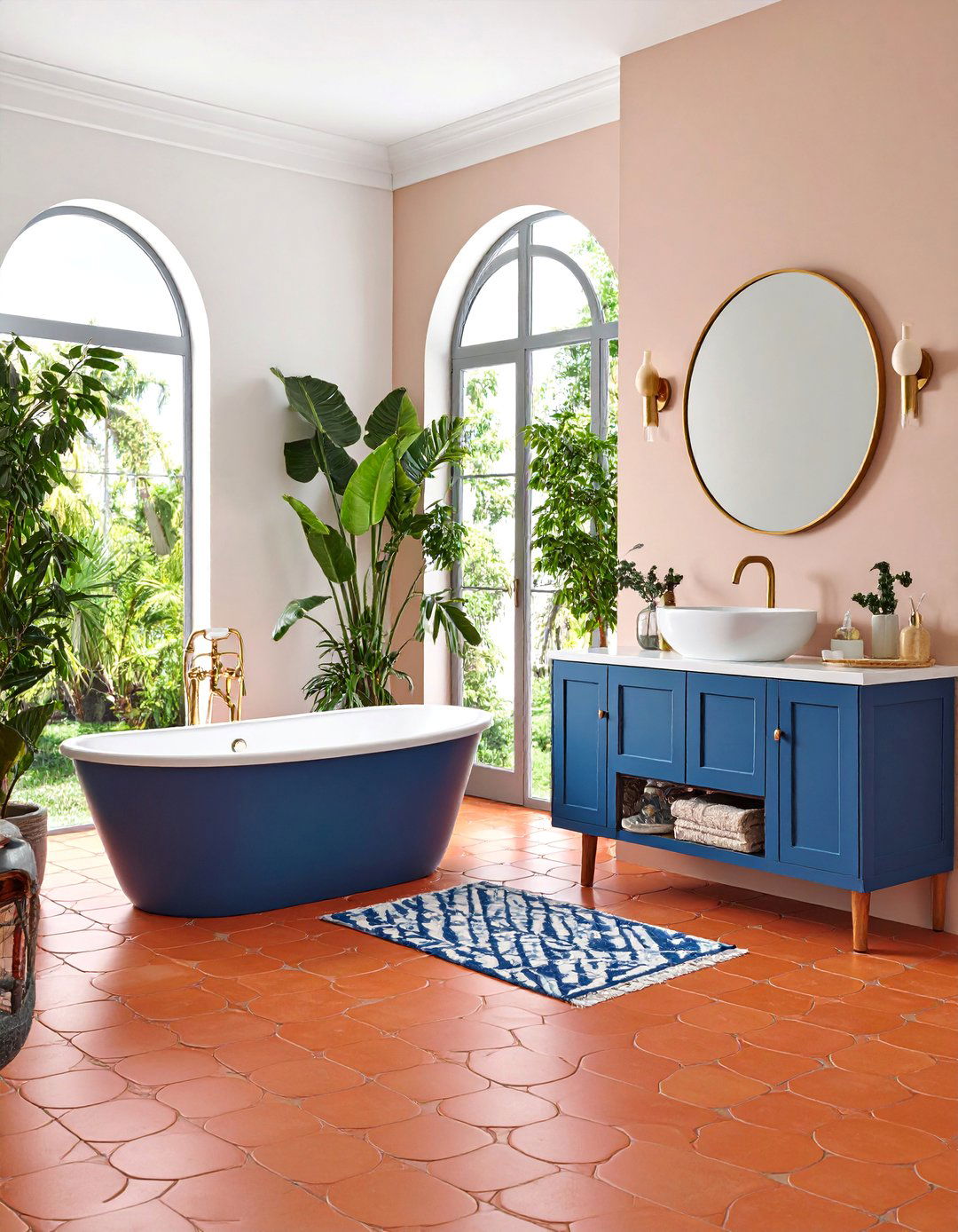 Sunset Orange Penny Tile Vibrant Energy - 25 Penny Tile Bathroom Floor Ideas