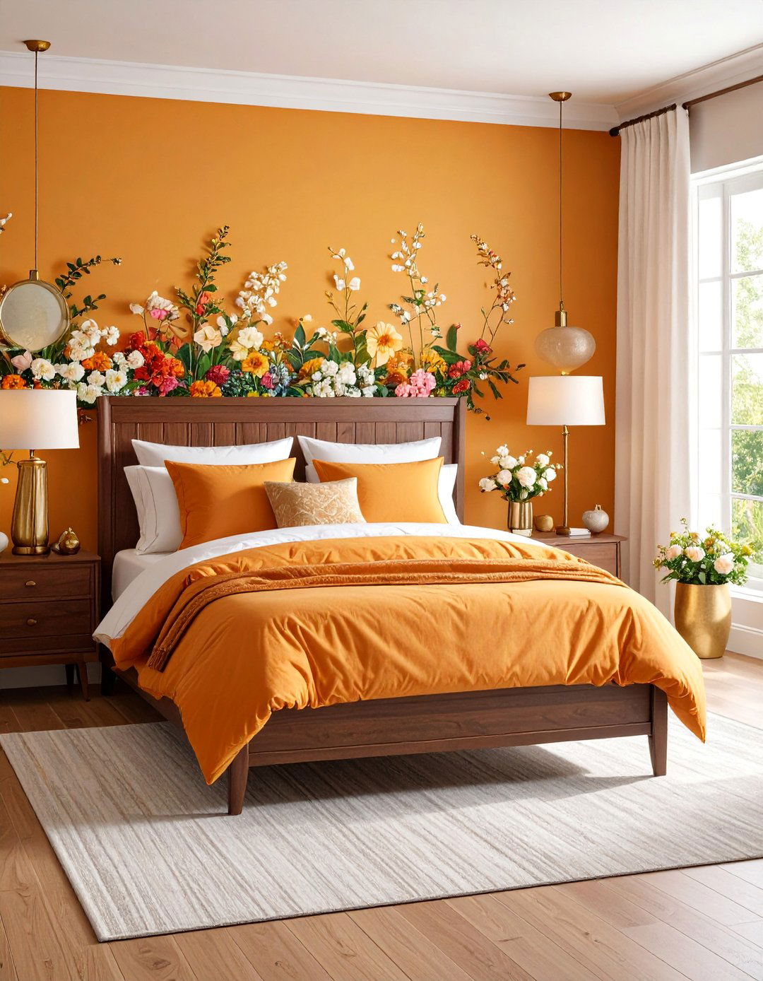 Sunset Orange and Gold Paradise - 25 Chinoiserie Bedroom Ideas