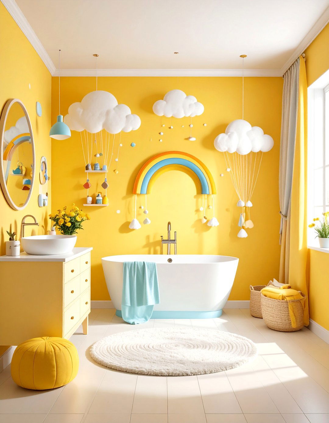 Sunshine Yellow Kids Bathroom - 25 Yellow Bathroom Ideas