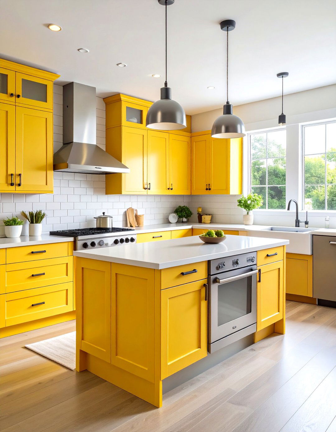 Sunshine Yellow Kitchen with Gray Accents - 25 Colorful Kitchen Ideas