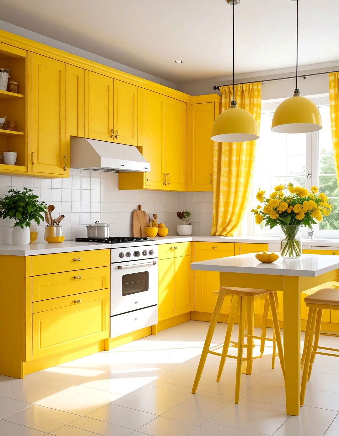 Sunshine Yellow and White Retro Kitchen Design - 25 Vintage Kitchen Ideas