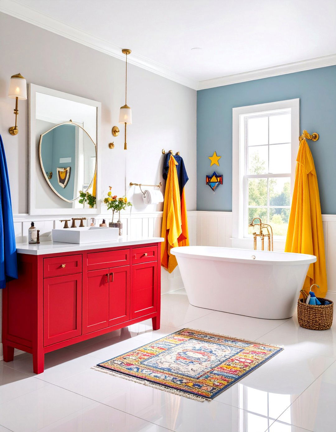 Superhero Headquarters Bathroom with Comic Book Elements - 25 Boy Bathroom Ideas