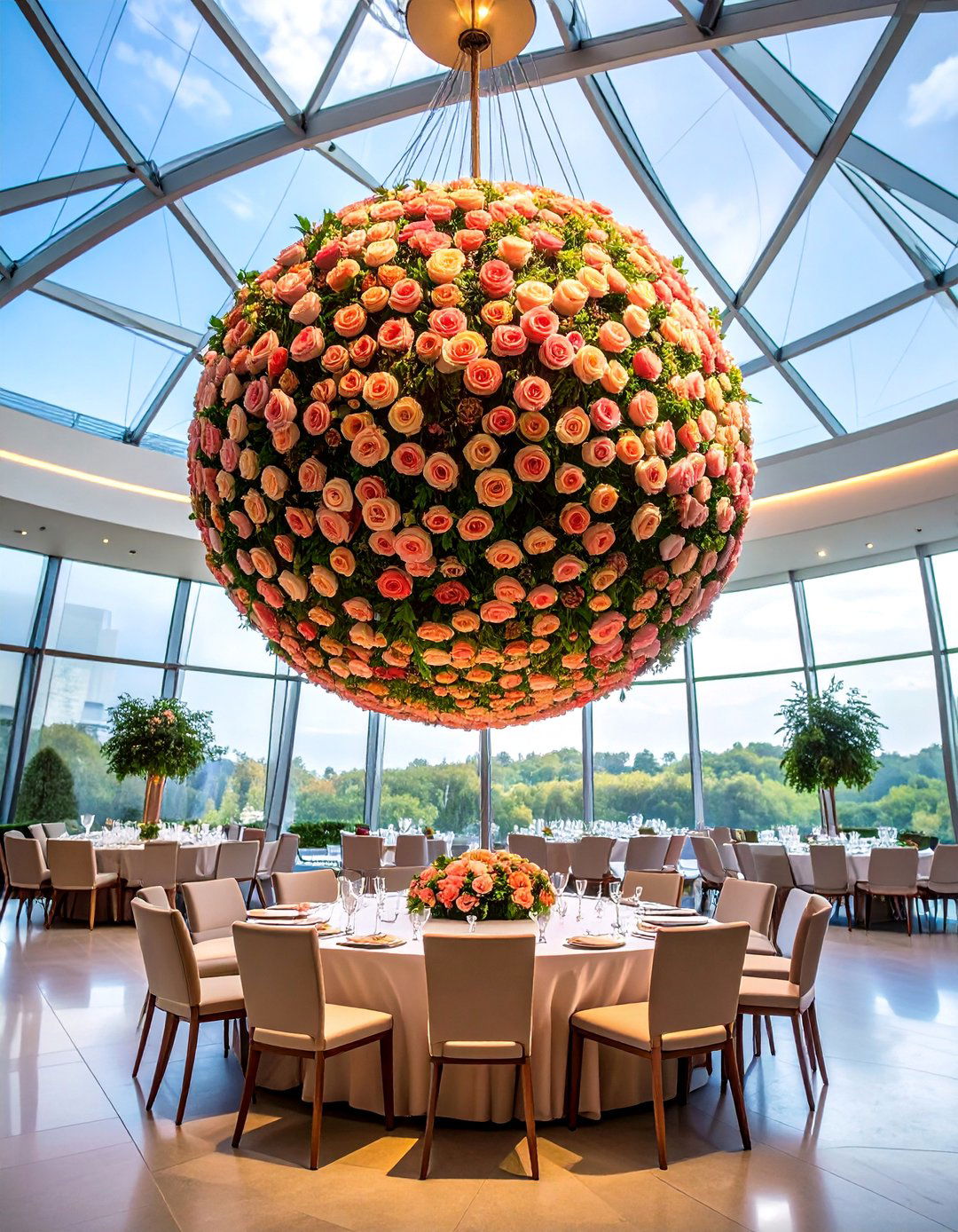 Suspended Floral Ball Centerpiece - 25 Tall Wedding Centerpiece Ideas