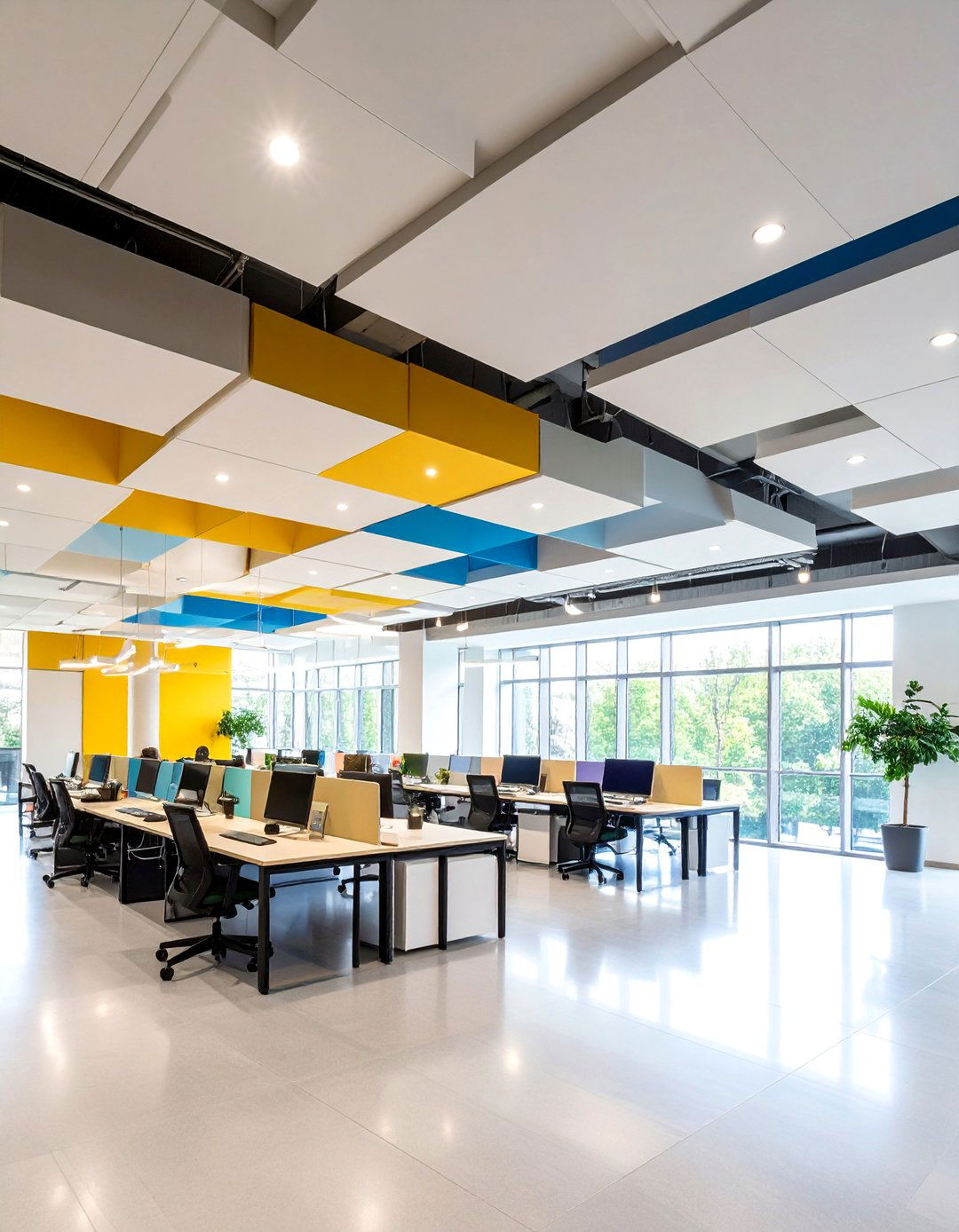 Suspended Panel Ceiling with Dimensional Layers - 25 Ceiling Trim Ideas
