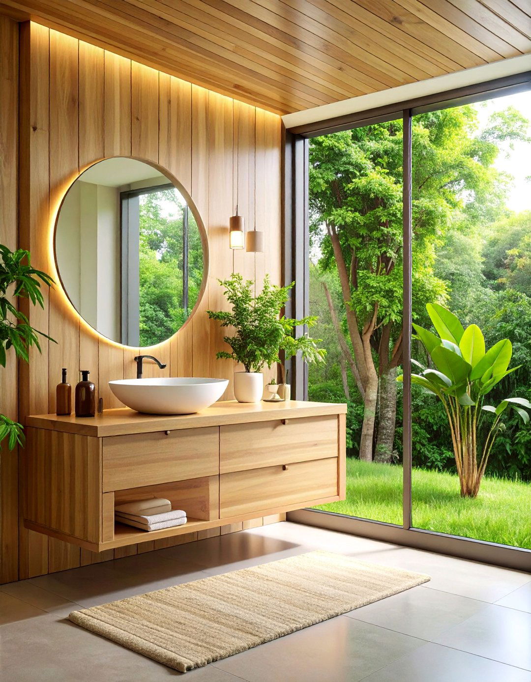 Sustainable Bamboo Floating Vanity with Eco Friendly Design - 25 Floating Vanity Bathroom Ideas