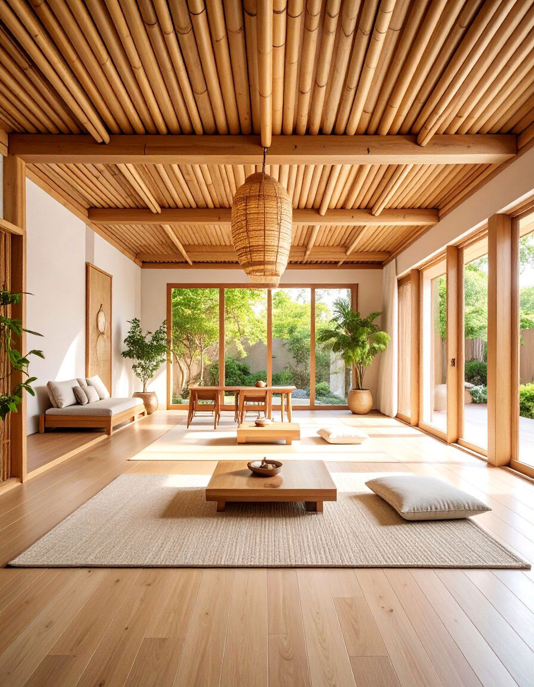 Sustainable Bamboo Panel Ceiling - 25 Accent Ceiling Ideas