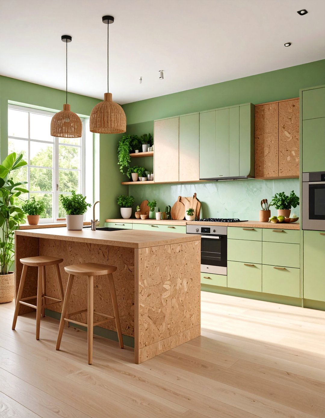 Sustainable Cork Cabinet Kitchen with Eco Friendly Focus - 25 Natural Kitchen Design Ideas
