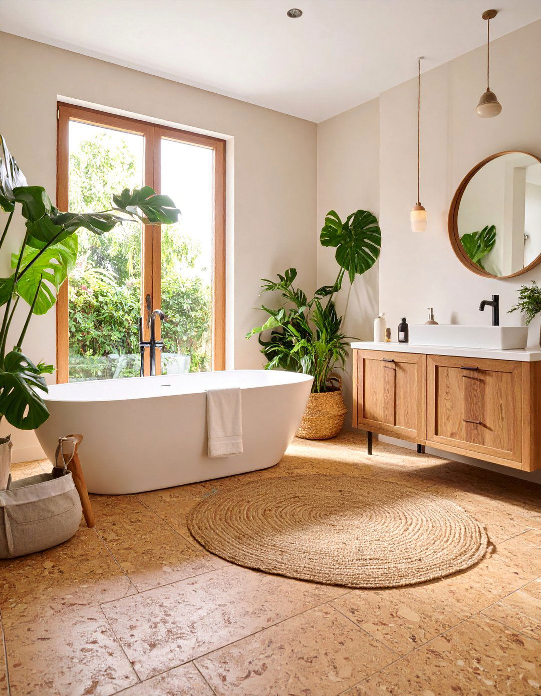 Sustainable Cork Flooring Warmth - 25 Small Bathroom Flooring Ideas