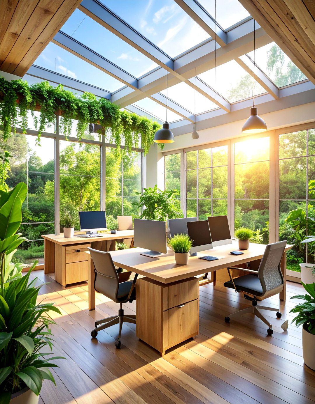 Sustainable Eco Friendly Sunroom Office with Recycled Materials - 25 Sunroom Office Ideas