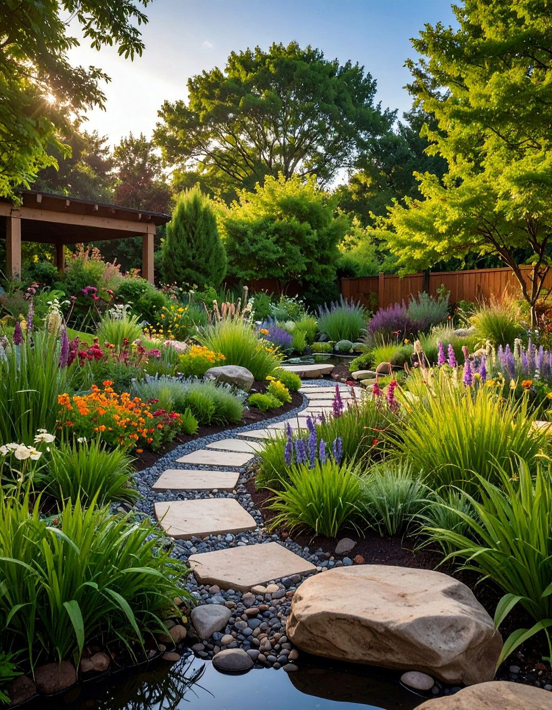 Sustainable Rain Garden Landscape - 25 Low Maintenance Backyard Landscaping Ideas