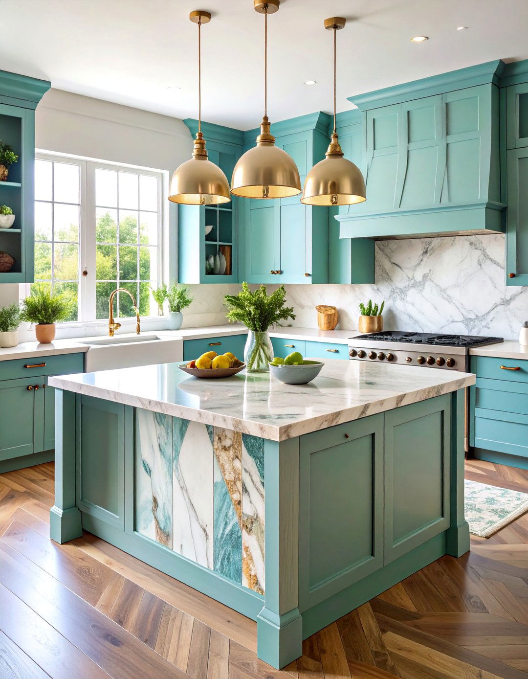 Sustainable Reclaimed Marble Island - 25 Marble Kitchen Island Ideas