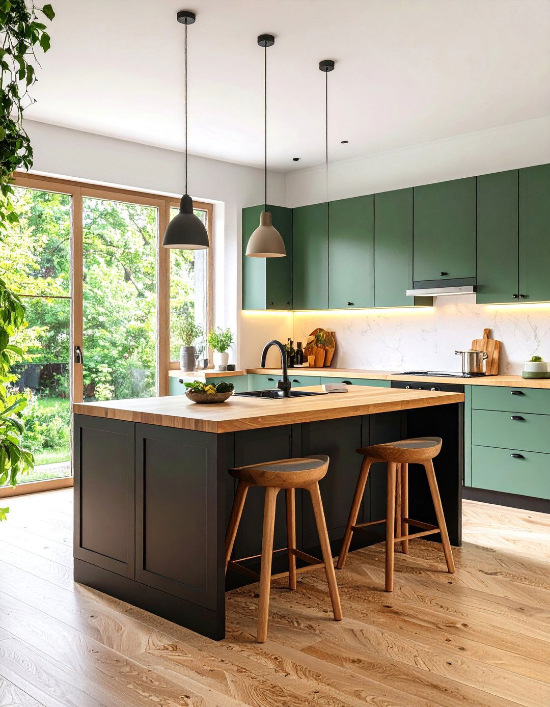 Sustainable White Kitchen with Black Island and Eco Friendly Materials - 25 white kitchen ideas with black island