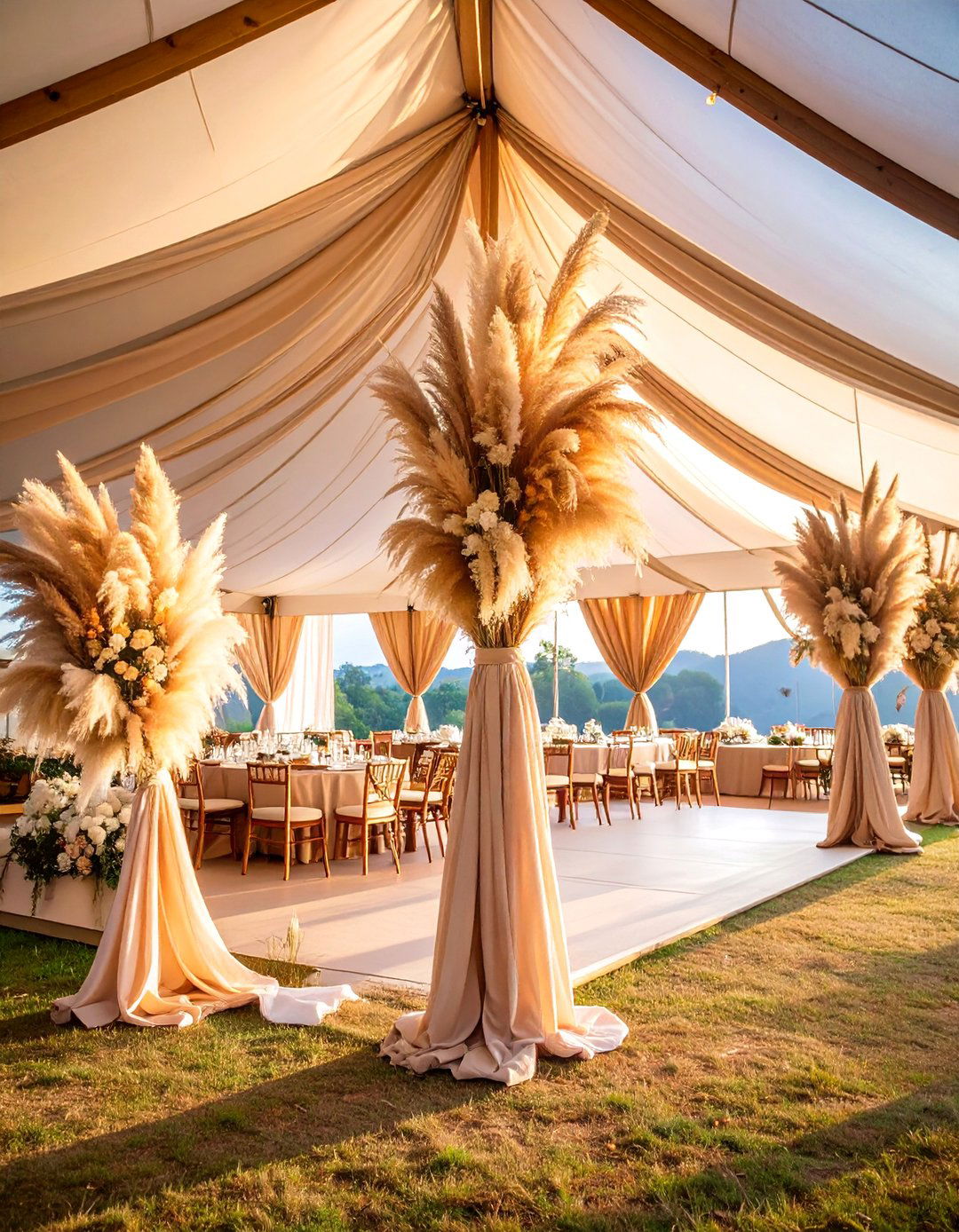 Swag Draping Design - 25 Pampas Grass Wedding Decor Ideas