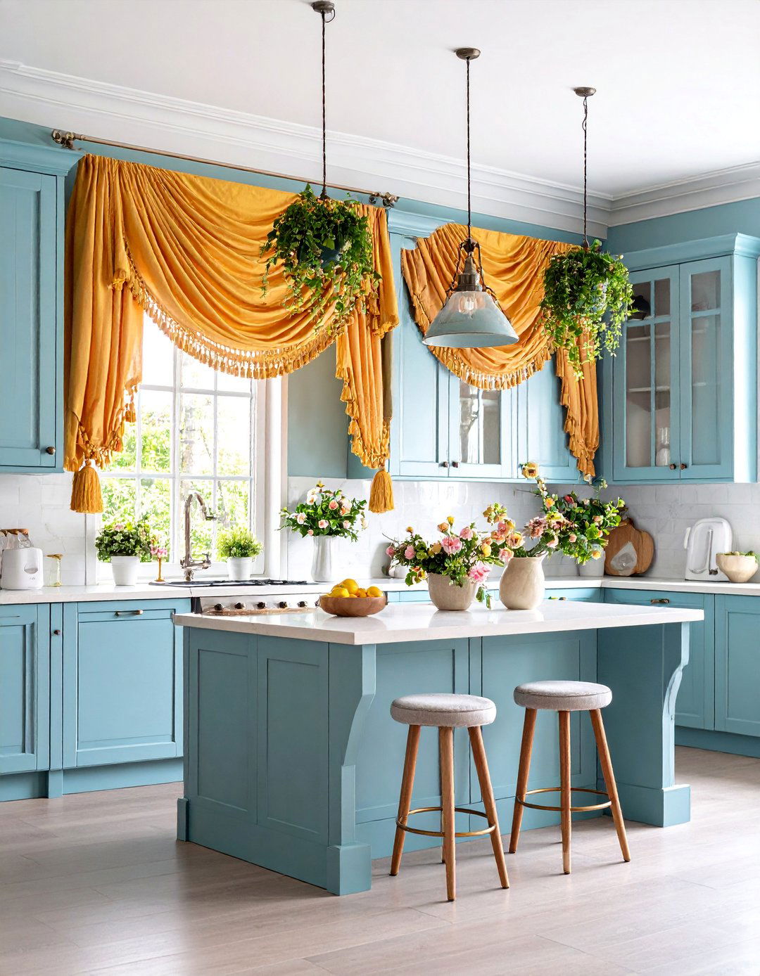 Swag Kitchen Valance with Tassel Details - 25 Kitchen Valance Ideas