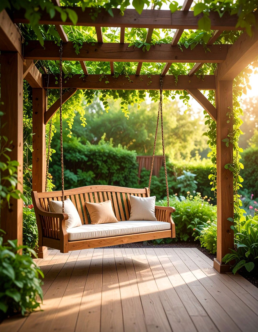 Swing Bench with Pergola Frame - 25 Garden Furniture Ideas
