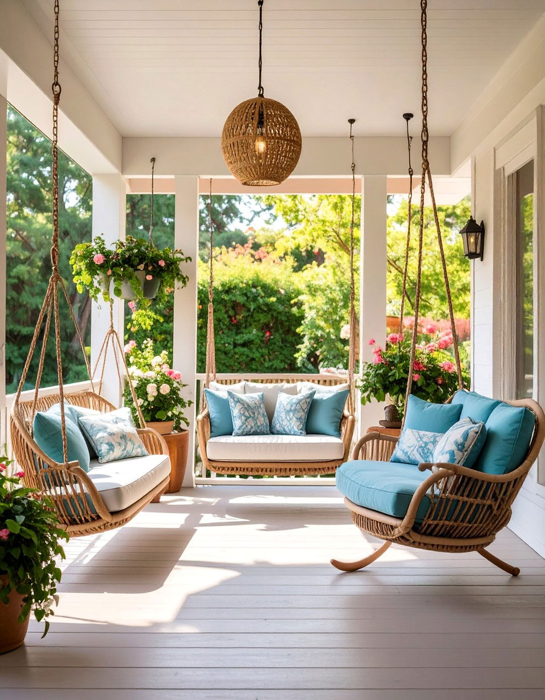 Swing Paradise Back Porch with Multiple Seating - 25 Back Porch Ideas