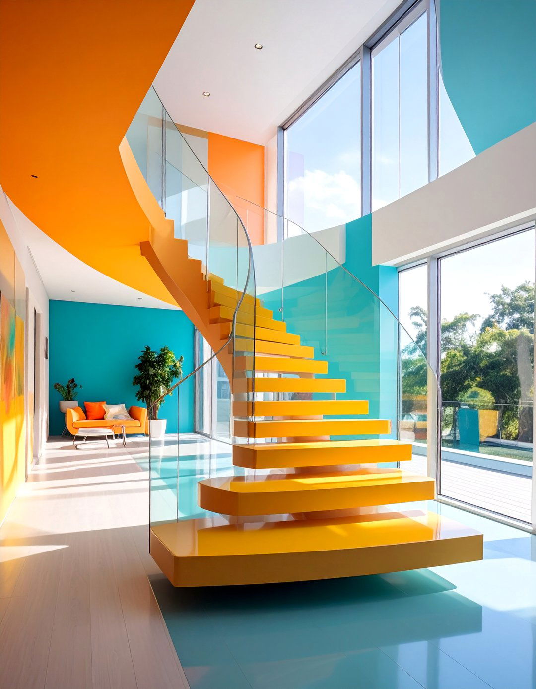 Switchback Floating Staircase with Platform Landing - 25 Staircase Ideas