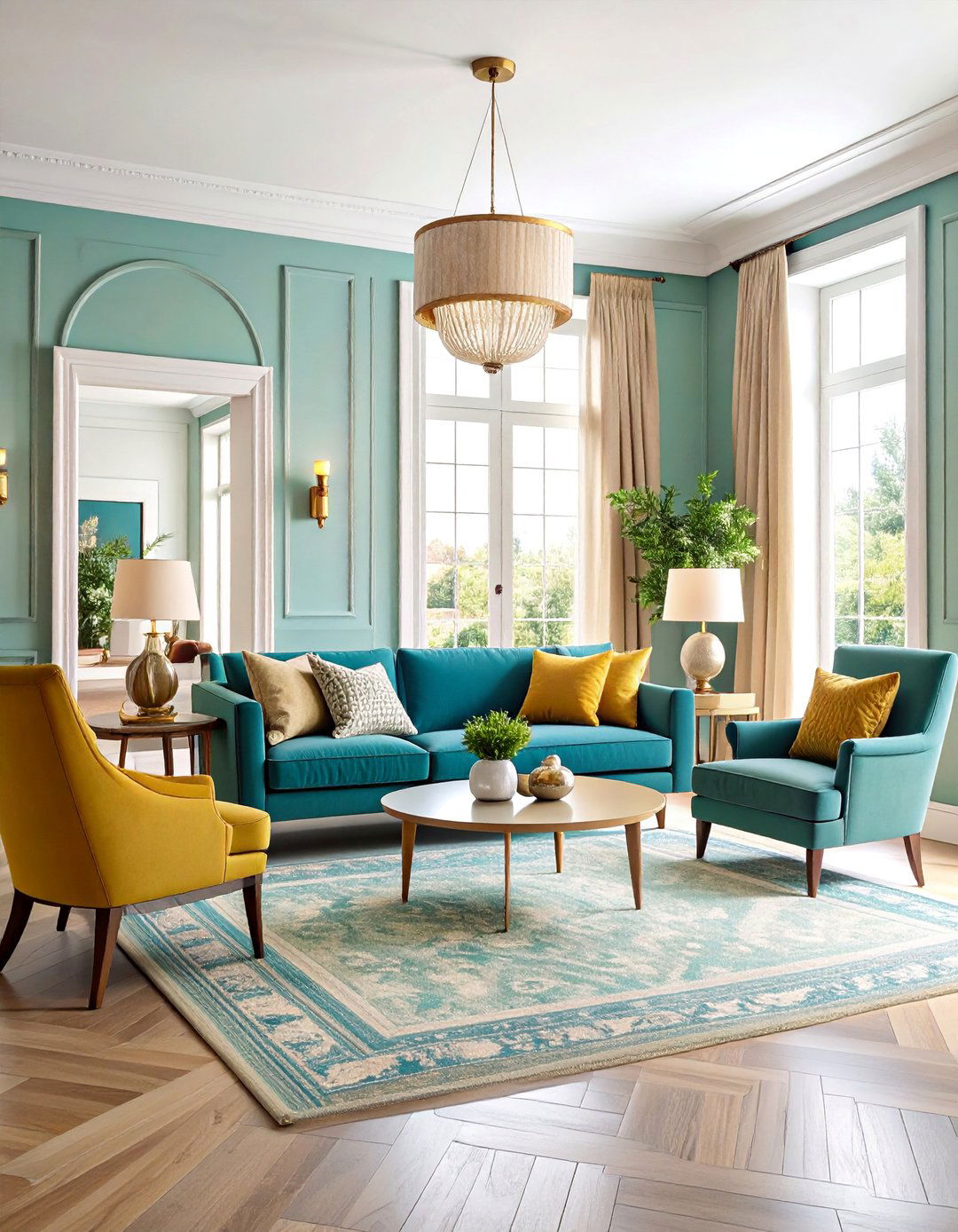 Symmetrical Balance for Multiple Doorways - 25 Awkward Living Room Layout Ideas