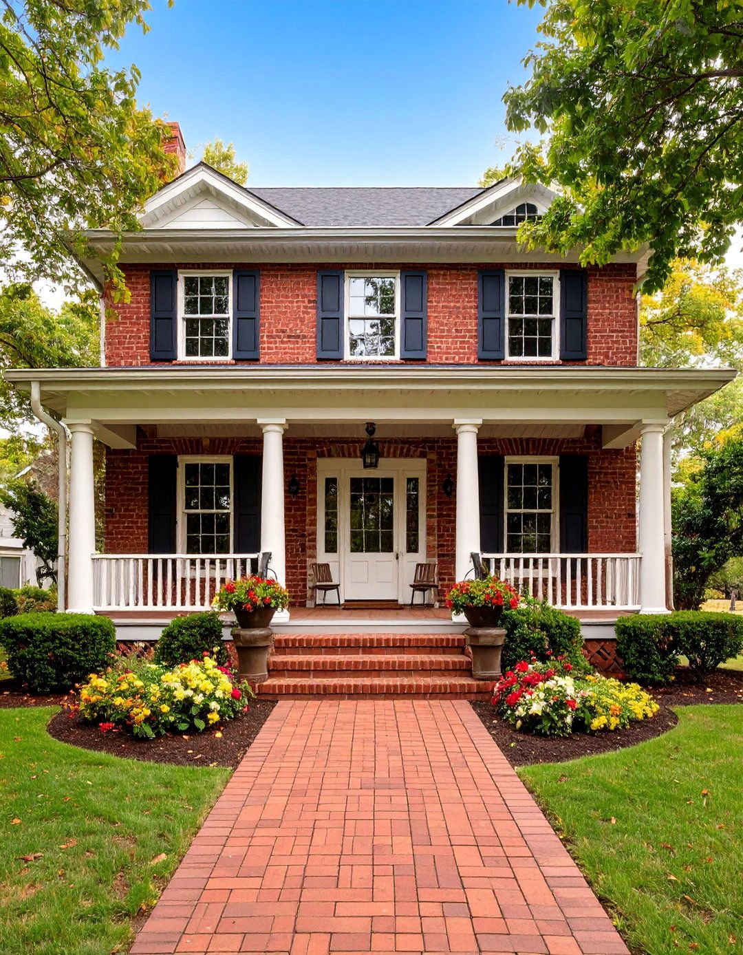 Symmetrical Brick Porch Design - 25 Brick Porch Ideas