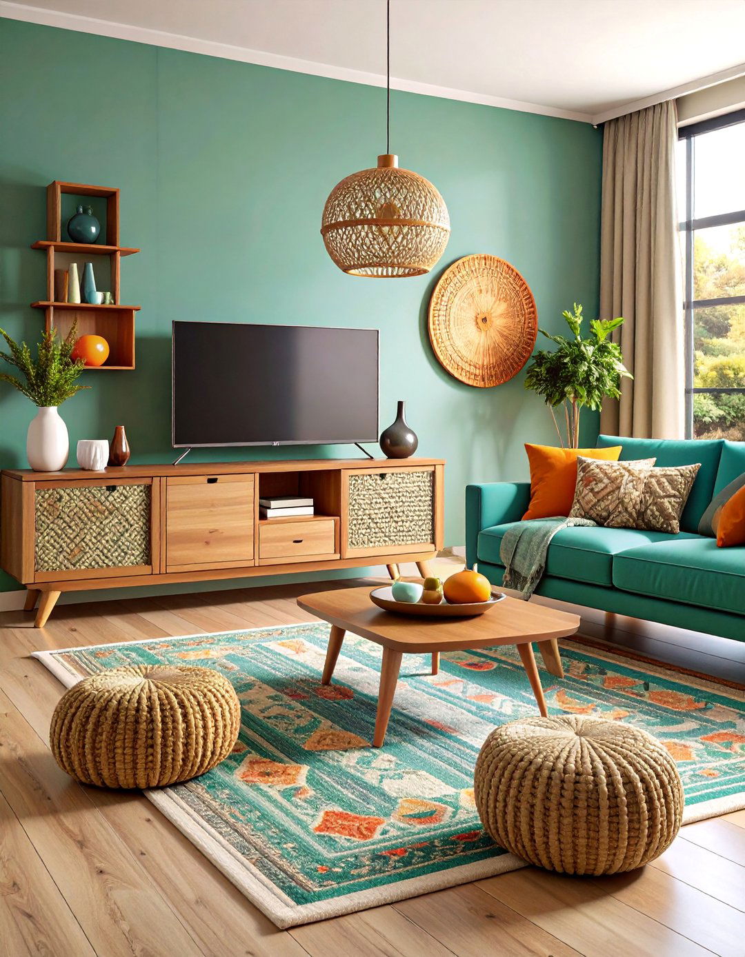 TV Console with Textured Material Mix - 25 Tv Console Decor Ideas