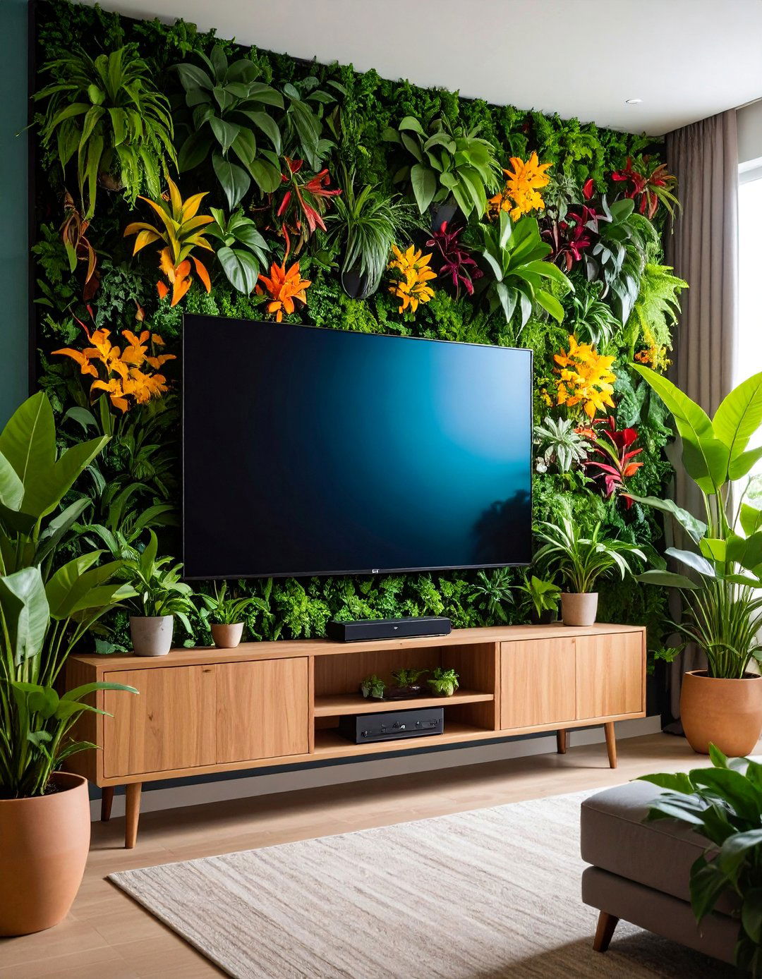 TV Garden Room with Indoor Plants - 25 Small Living Room Ideas With Tv