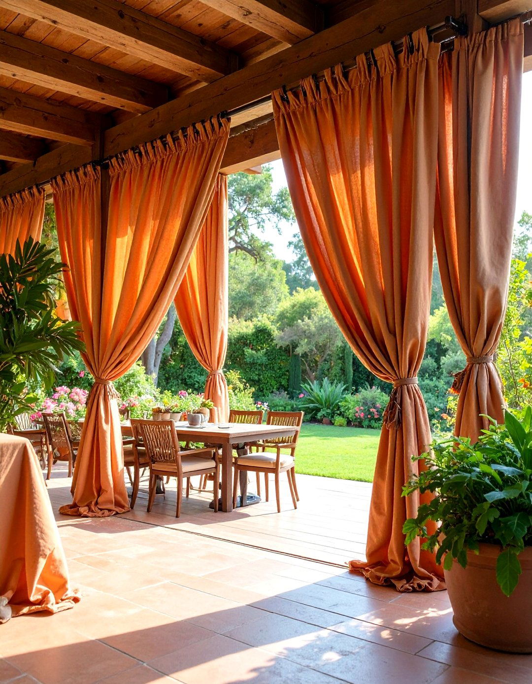 Tab Top Canvas Curtains for Rustic Outdoor Spaces - 25 Patio Curtain Ideas