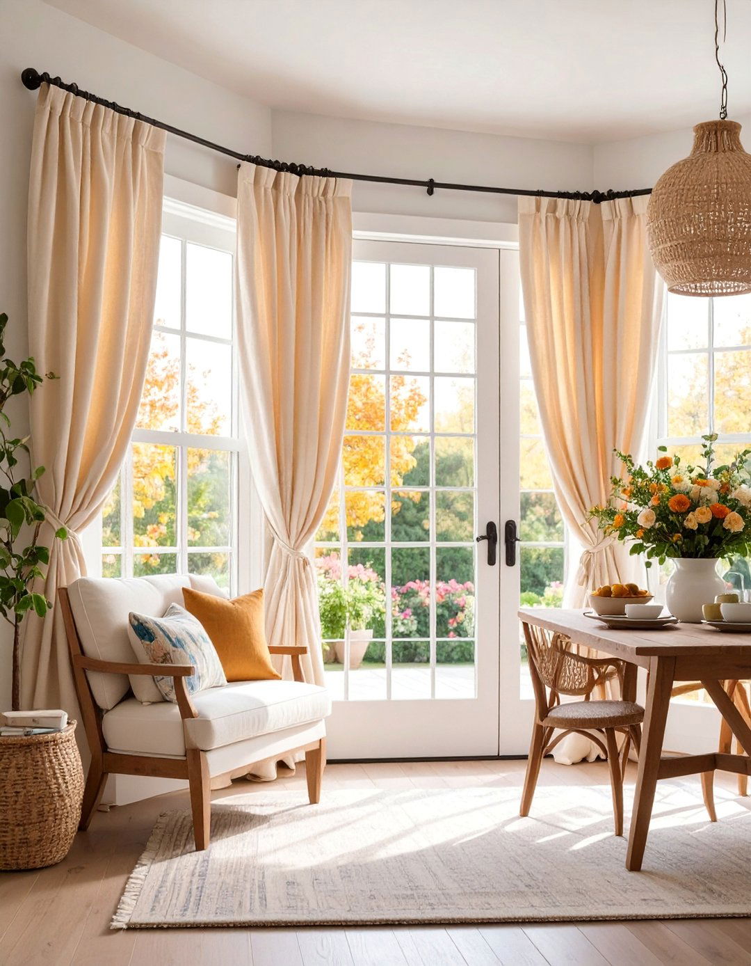 Tab Top Curtains with Casual Country Styling - 25 French Door Curtain Ideas