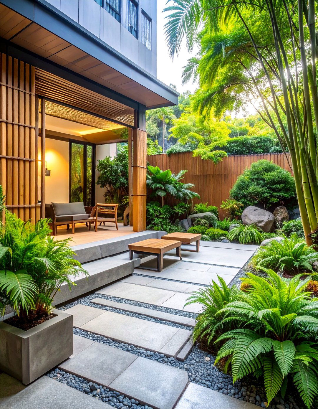 Taiwanese Modern Garden with Bamboo Screens - 25 Asian Landscaping Ideas