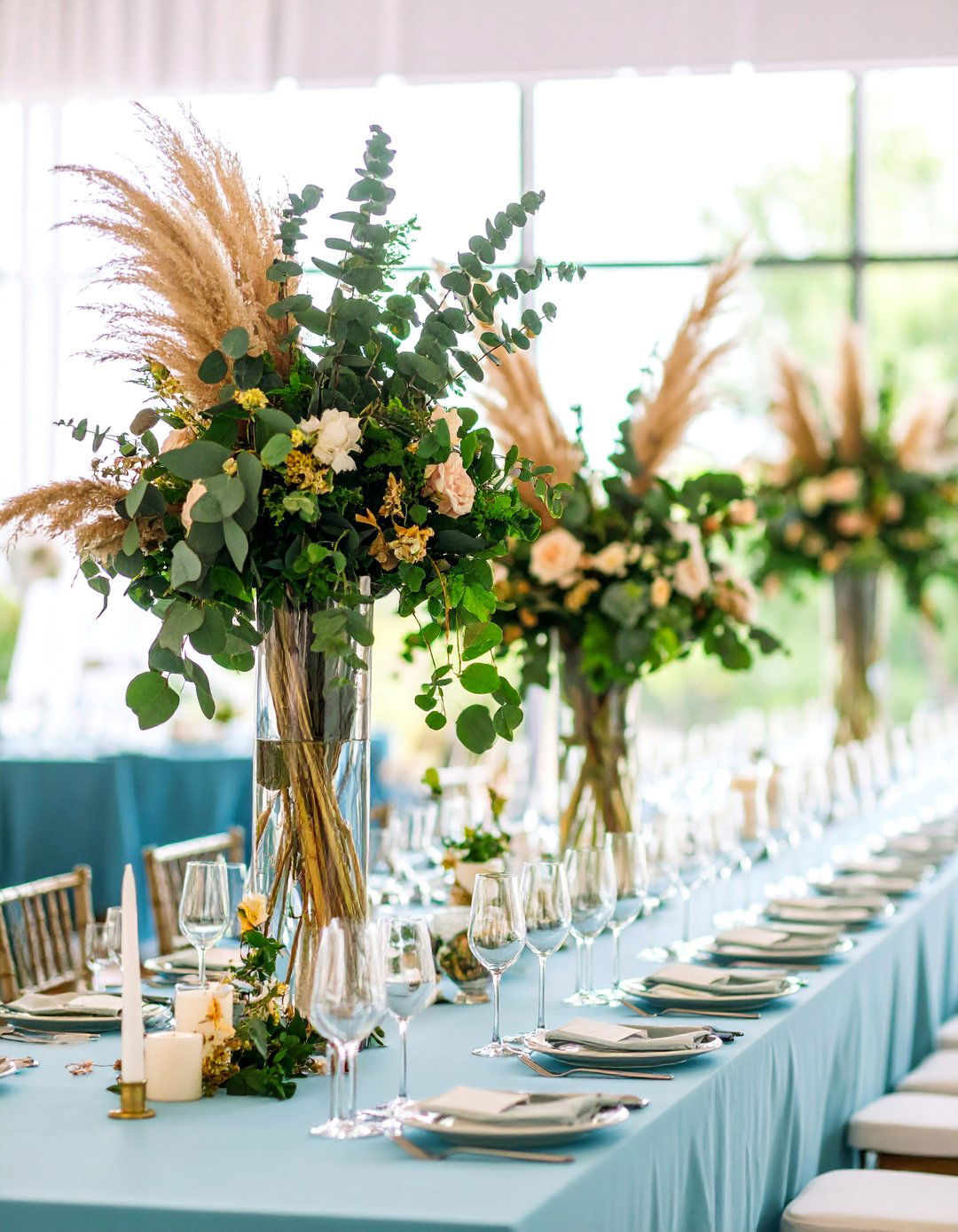 Tall Eucalyptus and Pampas Grass Statement Piece - 25 Eucalyptus Wedding Centerpieces