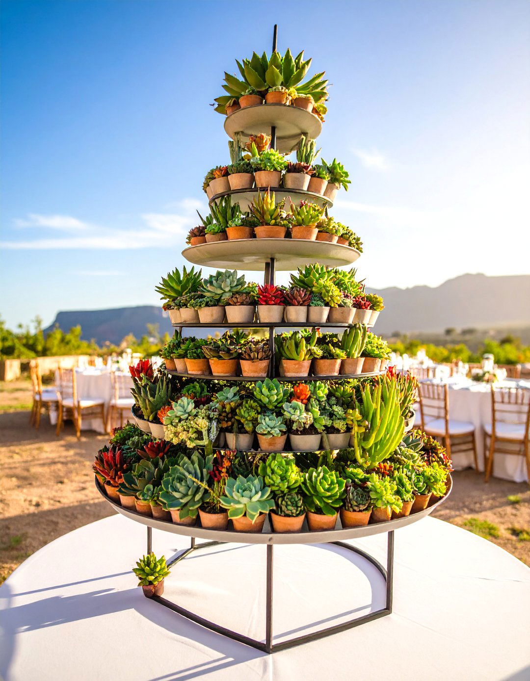 Tall Succulent Garden Tower - 25 Tall Wedding Centerpiece Ideas
