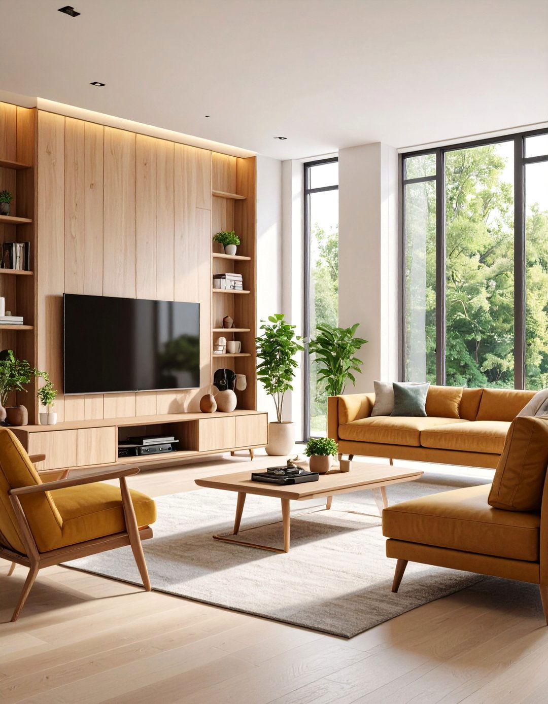 Tan Living Room with Entertainment Integration - 25 Tan Living Room Ideas