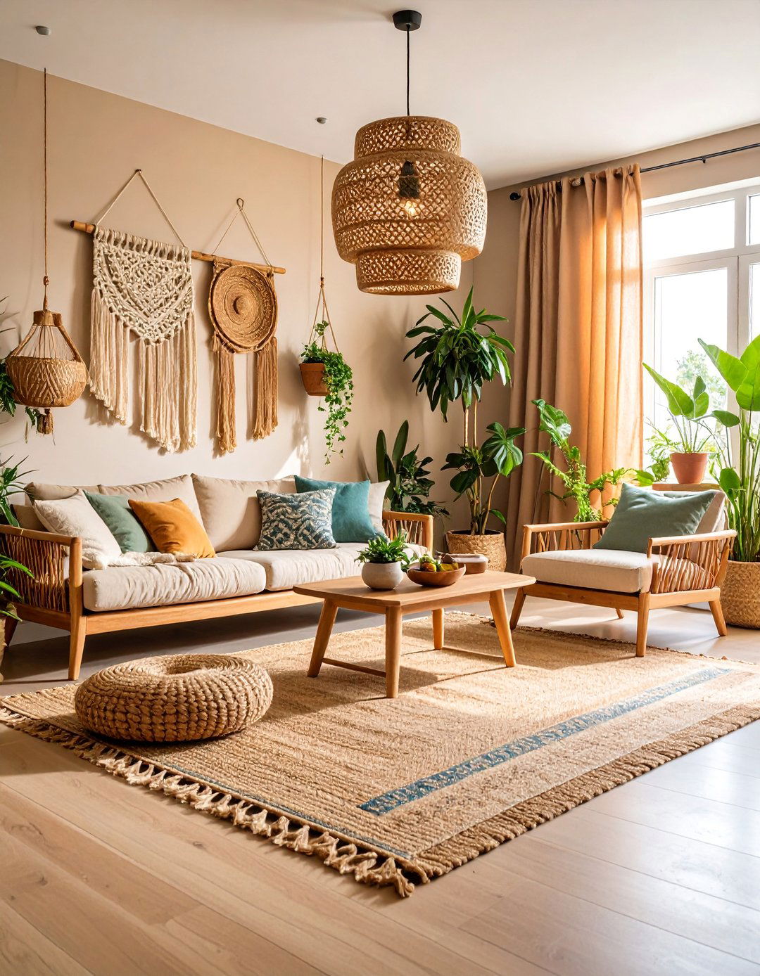 Tan Living Room with Natural Fiber Textures - 25 Tan Living Room Ideas