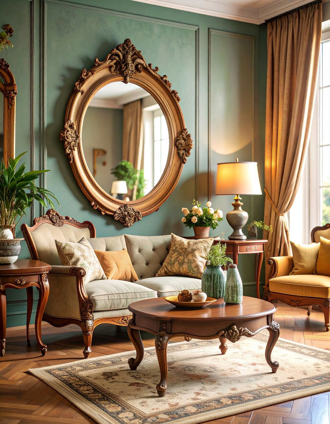 Tarnished Antique Mirror Vintage Character - 25 Living Room Mirror Ideas