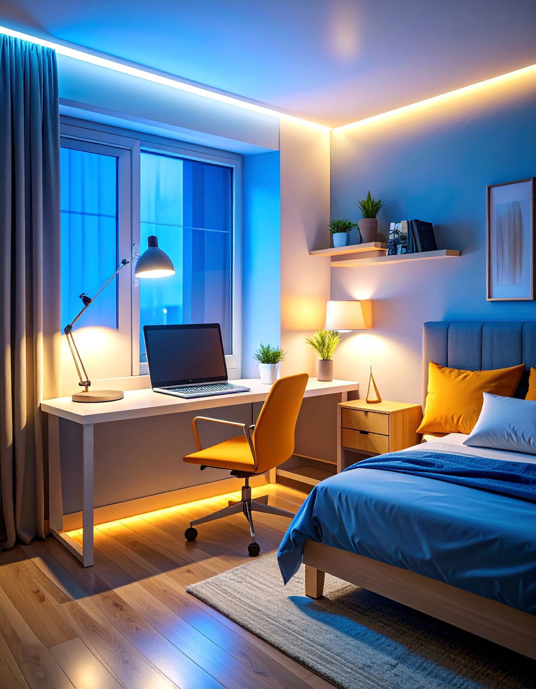 Task Lighting Desk Integration - 25 Small Bedroom Lighting Ideas