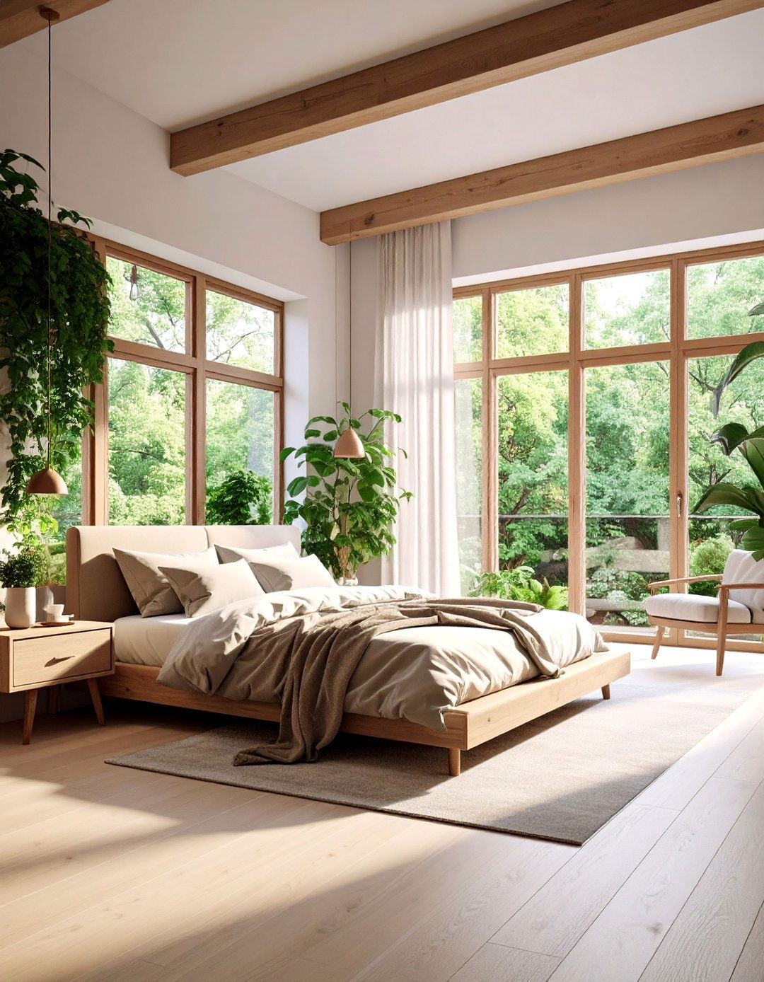 Taupe Bedroom with Floor to Ceiling Windows - 25 Taupe Bedroom Ideas