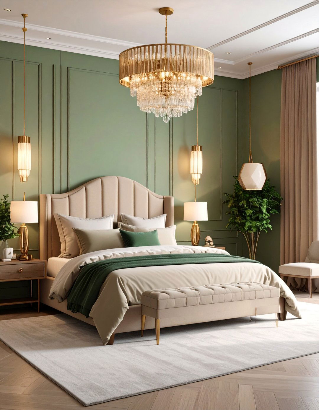 Taupe Bedroom with Statement Lighting Design - 25 Taupe Bedroom Ideas