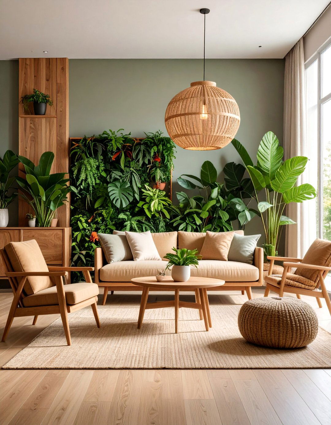Taupe Living Room with Biophilic Design Elements - 25 Taupe Living Room Ideas